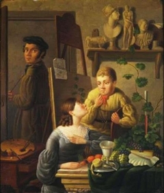 Self-portrait with his wife Hendrika de Zeeuw and his son Alexander by Christoffel Wüst