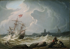 Ship in Storm by Robert Salmon