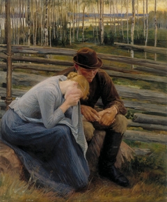 Sorrow, Variation of the Illustration for the Poem At the Fair of Vernamo ; Sorrow by Albert Edelfelt