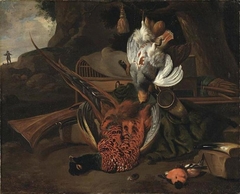 Still Life with Birds and Hunting Gear by Hinrich Stravius