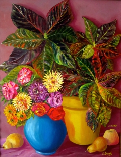 Still life with Croton Plant by Elena Roush