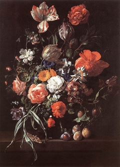 Still-Life with Flower Bouquet and Plums by Rachel Ruysch