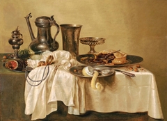 Still life with Jan Steen pitcher by Willem Claesz Heda