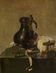 Still life with pewter jug by Jan Jansz den Uyl