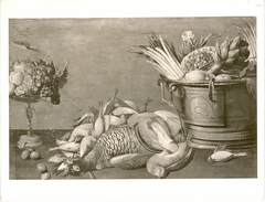 Stillleben mit Gemüse, Fruchtschale und Geflügel by Floris van Schooten