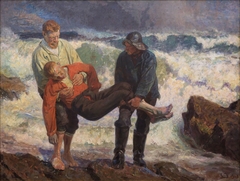 The Drowned is braught on shore by Laurits Tuxen