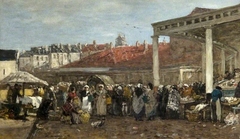 The Old Fish Market, Brussels by Eugène Louis Boudin