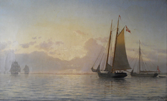 The Revenue schooner Argus anchored in Odense Fjord. by Carl Baagøe