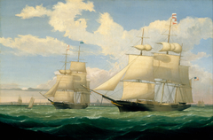 The Ships "Winged Arrow" and "Southern Cross" in Boston Harbor by Fitz Henry Lane