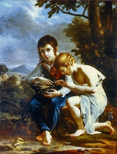 Two young children with a bird nest by Marie-Guillemine Benoist