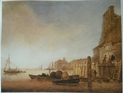 View of a Harbor by Simon de Vlieger