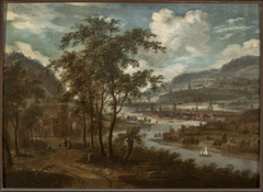 View of a river valley by Dionys Verburg