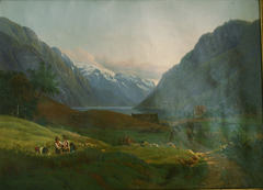 View of Odda at the Sør Fjord in Hardanger, Norway. Morning Light by Louis Gurlitt