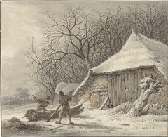 Winterlandschap met boerderij bij het Voorbroek te Terborg by François Joseph Pfeiffer II