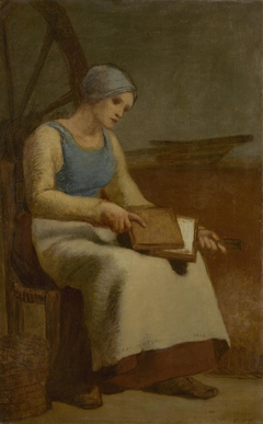 Woman Carding Wool by Jean-François Millet