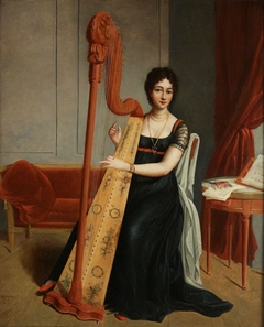 Woman Playing a Harp by Caroline Delestres