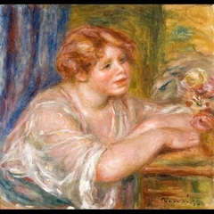 Young Girl Looking at Flowers by Auguste Renoir