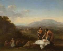 A Classical Landscape with Women Bathing by Johannes van Haensbergen