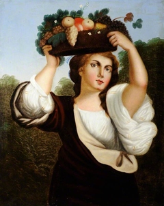 A Lady with a Basket of Fruit on Head by Anonymous