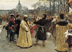 Arrival of the tsars Peter I and Ivan V by Ilya Repin