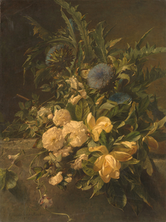 Artichokes, Roses and Magnolia's by Adriana Johanna Haanen