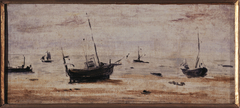 Bateaux échoués à marée basse by Eugène Louis Boudin