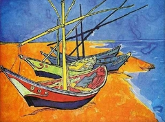 Fishing Boats on the Beach at Saintes-Maries-De-La-Mer by Vincent van Gogh