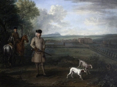 Bowater Vernon (1683-1735) with Hanbury Hall and its Formal Garden by John Wootton