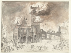 Brand in het oude stadhuis te Amsterdam by Jan de Baen