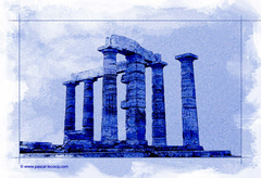 CALEPINAGE CAP SOUNION II - cyanotype - by Pascal by Pascal Lecocq