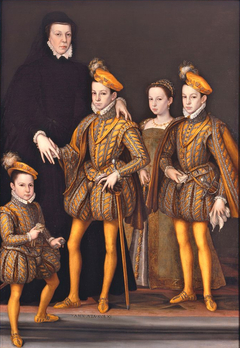 Catherine de' Medici and her children by Anonymous