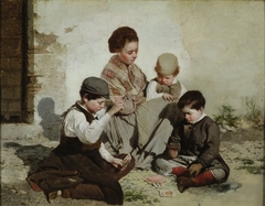 Chicos jugando a las cartas by Rafael Romero Barros