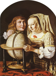 Couple looking at a Globe by Lambert Doomer