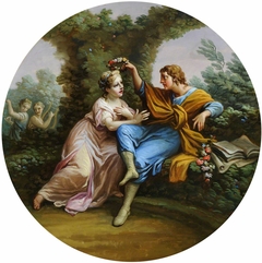 Daphnis bestowing a Garland of Flowers on Chloe by Antonio Zucchi