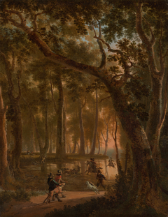 Deer Hunt in a Forest by Jan Hackaert