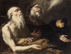 Die Einsiedler Paulus und Antonius mit dem Raben by Guillaume Courtois