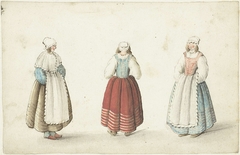 Drie staande vrouwen by Gesina ter Borch