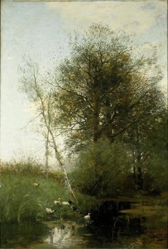 Eenden bij een vijver by Théophile de Bock