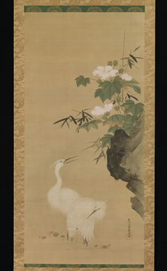 Egrets and Cotton Roses by Tosa Mitsuoki