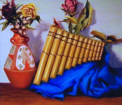 "El Musico II: Pipes of Pan" by Lydia Martin (18"x22") oil on Belgian linen by Lydia Martin