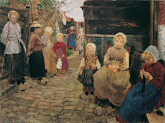 Fisher children in Zandvoort by Fritz von Uhde