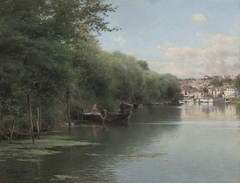 Fishing on the Bank of the Oise, Pontoise by Emilio Sánchez-Perrier