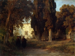 Garden in a Monastery by Oswald Achenbach