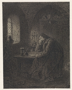 Geleerde in studeervertrek by Cornelis van der Grient