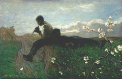 Giovanni Segantini - An Idyll - ABDAG003937 by Giovanni Segantini