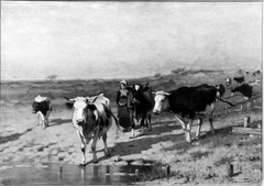 Girl Tending Cows by Richard Burnier