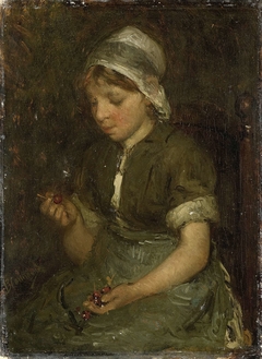 Girl with Cherries by Bernardus Johannes Blommers