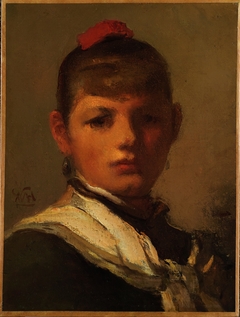 Girl with Red Hair Ribbon by William Morris Hunt