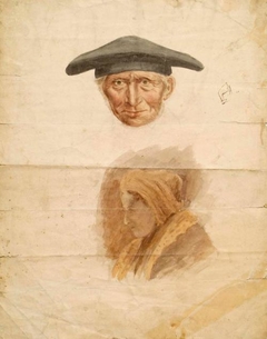 Head of an Old Man and Head of a Woman - John Phillip - ABDAG004135 by John Phillip