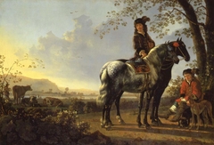 Horsemen resting in a landscape by Aelbert Cuyp